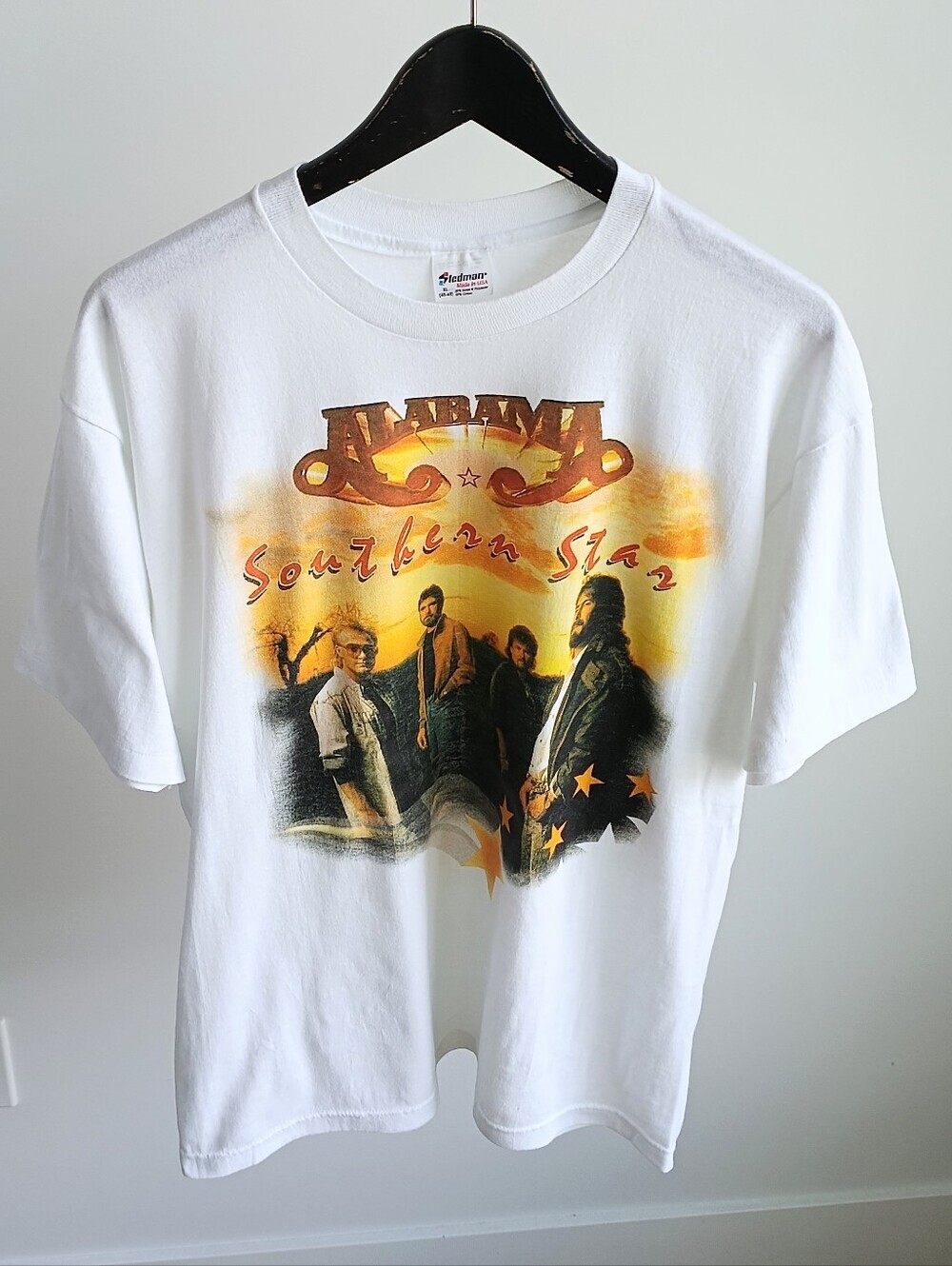 Vintage 1980s Alabama Southern Star Band Tour T Shirt Stedman White Size XL